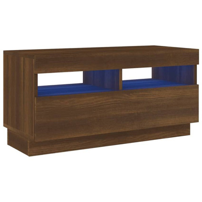vidaXL Szafka pod TV z oświetleniem LED, brązowy dąb, 80x35x40 cm