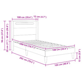 Ramka łóżka z paskami LED Szary 100 x 200 cm Ekoskóra
