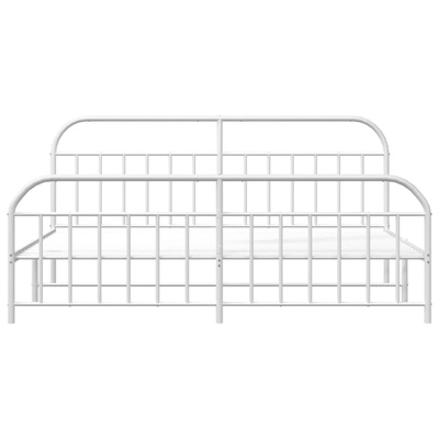 vidaXL Metalowa rama łóżka z wezgłowiem i zanóżkiem, biała, 200x200 cm