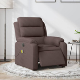 vidaXL Rozkładany fotel masujący, elektryczny, ciemny brąz, tkanina