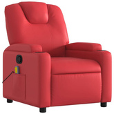 vidaXL Rozkładany fotel masujący, czerwony, sztuczna skóra