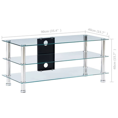 vidaXL Szafka pod TV, przezroczysta, 90x40x40 cm, hartowane szkło