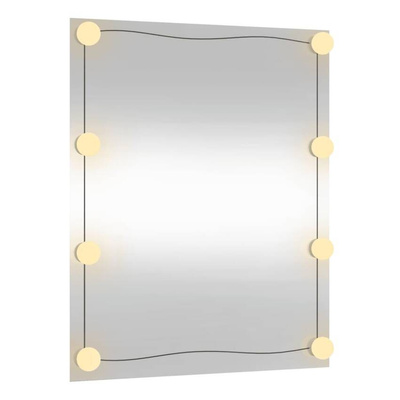 vidaXL Lustro ścienne z LED, 50x60 cm, szklane, prostokątne
