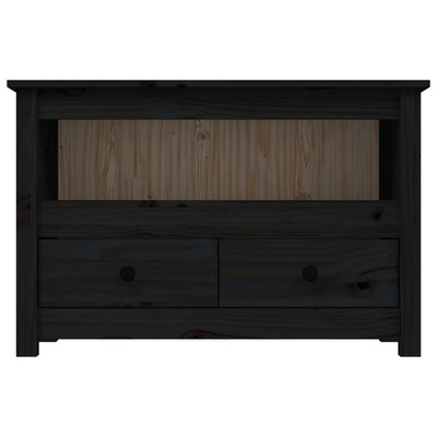vidaXL Szafka pod TV, czarna, 79x35x52 cm, lite drewno sosnowe