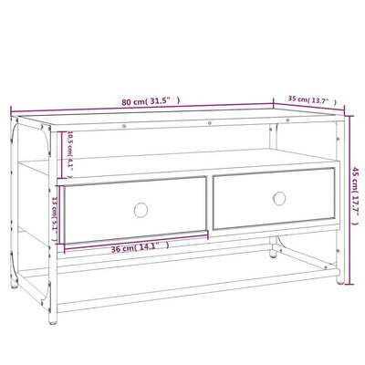 vidaXL Szafka pod TV, przydymiony dąb, 80x35x45 cm