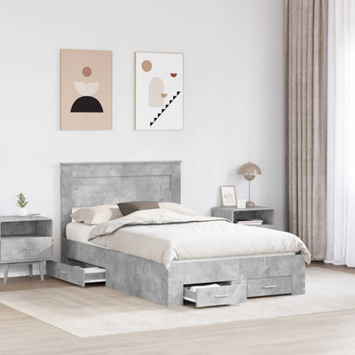 Ramka łóżka Betonowy szary 120 x 200 cm Drewno inżynieryjne