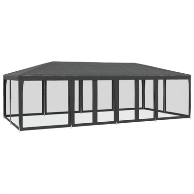 Namiot imprezowy z 12 ścianami z siatki, antracyt, 8x4 m, HDPE
