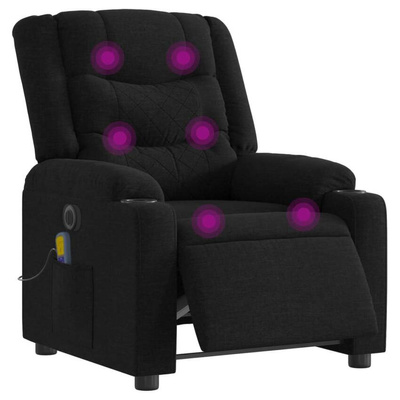 vidaXL Rozkładany fotel masujący, elektryczny, czarny, tkanina