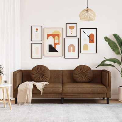 Sofa 3-os., brązowa, sztuczna skóra zamszowa