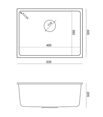 Quadron | ALEC 50 | kuchenny zlewozmywak BIAŁY | wymiary: 53,5 x 40 x 20,5 cm | 1-komorowy podwieszany | podbudowa szafki: od 60 cm