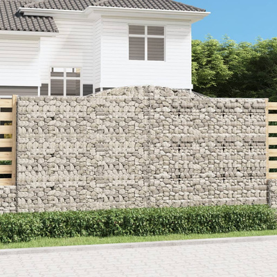 Kosze gabionowe, 9 szt, 400x50x200/220 cm, galwanizowane żelazo