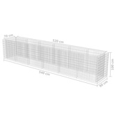 vidaXL Podwyższona donica gabionowa, galwanizowana stal, 540x90x100 cm
