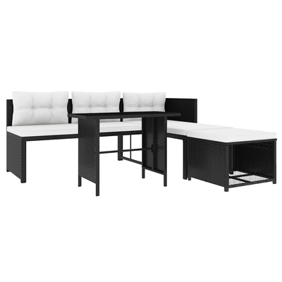 vidaXL 4-cz. zestaw wypoczynkowy do ogrodu, rattan PE, czarny