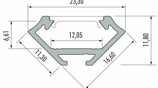 Profil LED LUMINES typ C srebrny anodowany 2,02 m