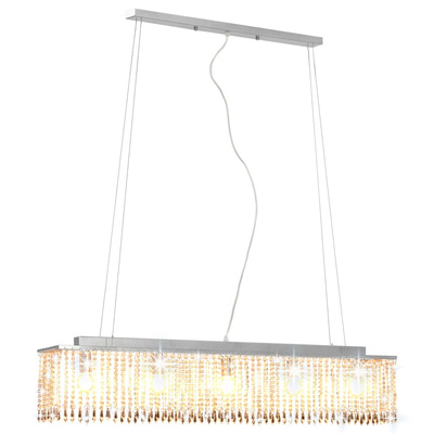 vidaXL Lampa sufitowa z kryształowymi koralikami, srebrna, 104 cm, E14