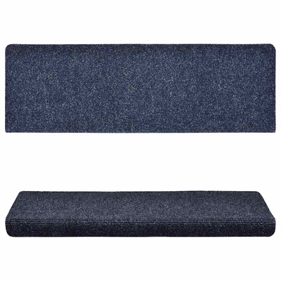 Maty na schody samoprzylepne 15 szt. 65x21x4 cm Niebieskie prostokątne krawędzie