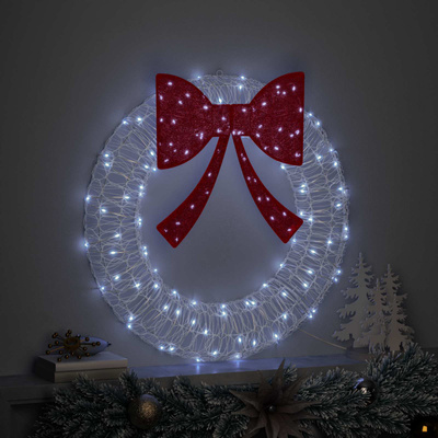 Wianek z 60 diodami LED Zimna biel 76 x 76 x 8,5 cm Akryl