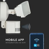18W Naświetlacz LED SMD z czujnikiem ruchu i kamerą / Wifi / Barwa:6000K / Obudowa: Biała