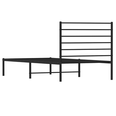 Metalowa rama łóżka z wezgłowiem, czarna, 80x200 cm model standard