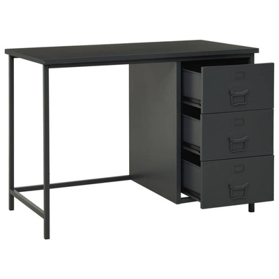 vidaXL Industrialne biurko z szufladami, antracyt, 105x52x75 cm, stal