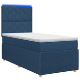 Łóżko z box spring LED z materacem niebieski 100 x 200 cm