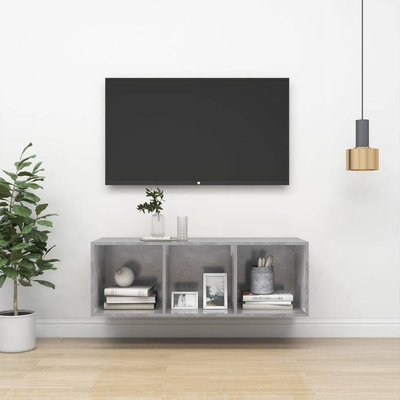 vidaXL Wisząca szafka pod TV, szarość betonu, 37x37x107 cm