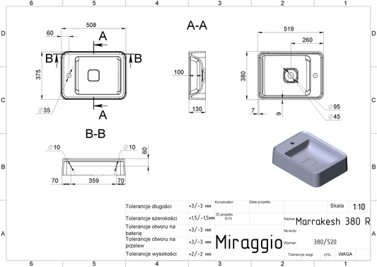 Umywalka MARRAKESH 380 R