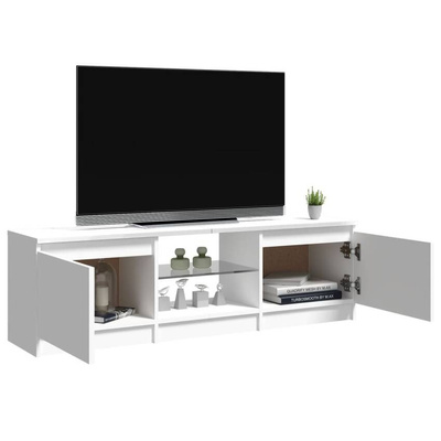 vidaXL Szafka pod TV z oświetleniem LED, biała, połysk, 120x30x35,5 cm