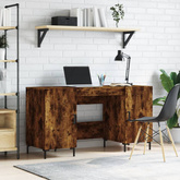 vidaXL Biurko, przydymiony dąb, 140x50x75 cm, materiał drewnopochodny wariant 7