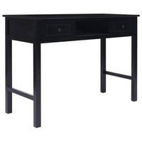 vidaXL Biurko, czarne, 108x45x76 cm, lite drewno paulowni