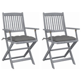 vidaXL Składane krzesła ogrodowe, 2 szt., z poduszkami, akacjowe