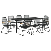 9-częściowy zestaw mebli ogrodowych, czarny, rattan PVC