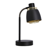 Aleksandria lampa stołowa  e14 klosz czarny+złoty