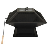 vidaXL Palenisko i grill 2-w-1, z pogrzebaczem, 46,5x46,5x37 cm, stal