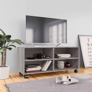 Szafka pod TV, na kółkach, szary dąb sonoma, 90x35x35 cm