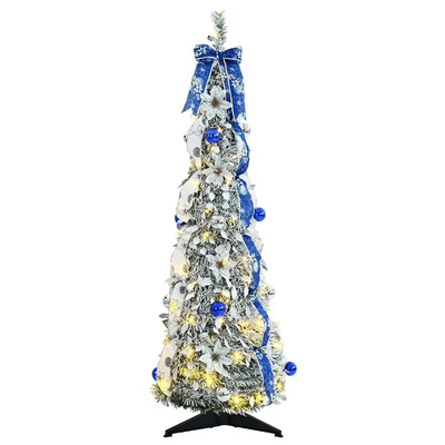 Sztuczna choinka z 50 diodami LED z podstawą Biały 120 cm PVC