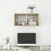 vidaXL Wisząca szafka pod TV, dąb sonoma i biel, 37x37x72 cm