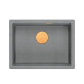 LOGAN 100 GraniteQ zlewozmywak silver stone 59,5x45,1x21,5 cm 1-komorowy podwieszany z syfonem manualnym miedziany