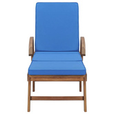 vidaXL Leżaki z poduszkami, 2 szt., lite drewno tekowe, niebieskie