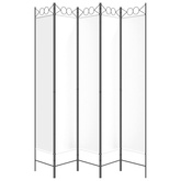 Parawan 5-panelowy, biały, 200x220 cm, tkanina