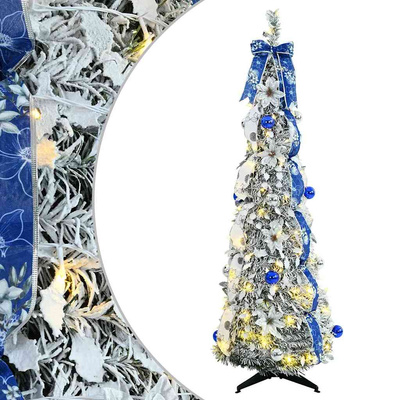 Sztuczna choinka z 100 diodami LED z podstawą Biały 150 cm PVC