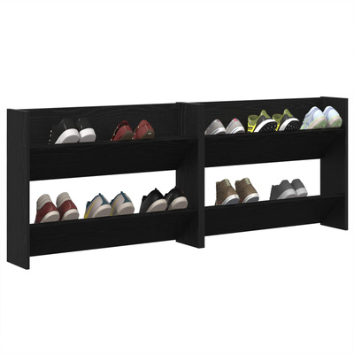 Szafka na buty z półką 2 pcs Czarny Dąb 83 x 18 x 60 cm