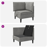 Sofa z miejscem do przechowywania jasnoszary Welur