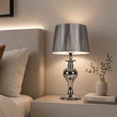 Lampka nocna Gillenia srebrna z abażurem nitkowym Candellux