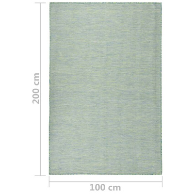vidaXL Dywan zewnętrzny o płaskim splocie, 100x200 cm, turkusowy