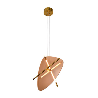 Lampa wisząca Relax szklana w kształcie zegara z kloszem bursztynowym LED 15W 3000K do salonu