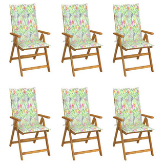 vidaXL Składane krzesła ogrodowe z poduszkami, 6 szt., drewno akacjowe