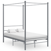 vidaXL Rama łóżka z baldachimem, szara, metalowa, 120 x 200 cm model standard