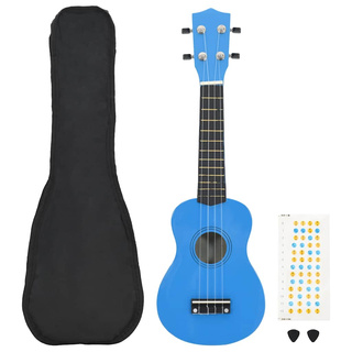 Ukulele sopranowe z pokrowcem, dla dzieci, błękitne, 23