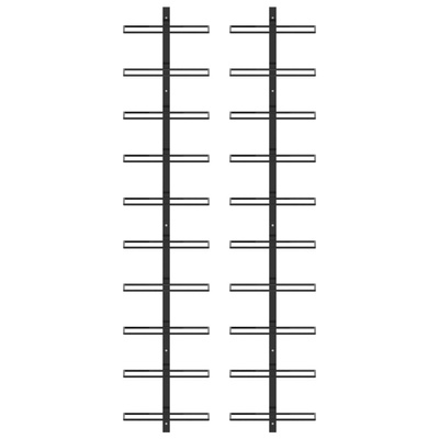 Ścienne uchwyty na 20 butelek wina, 2 szt., czarne, metalowe